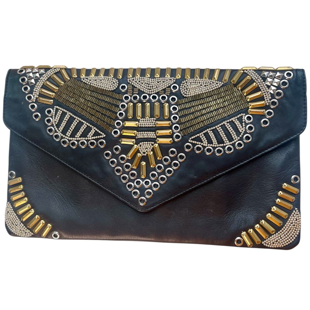 ASH Zuma Black Leather Clutch